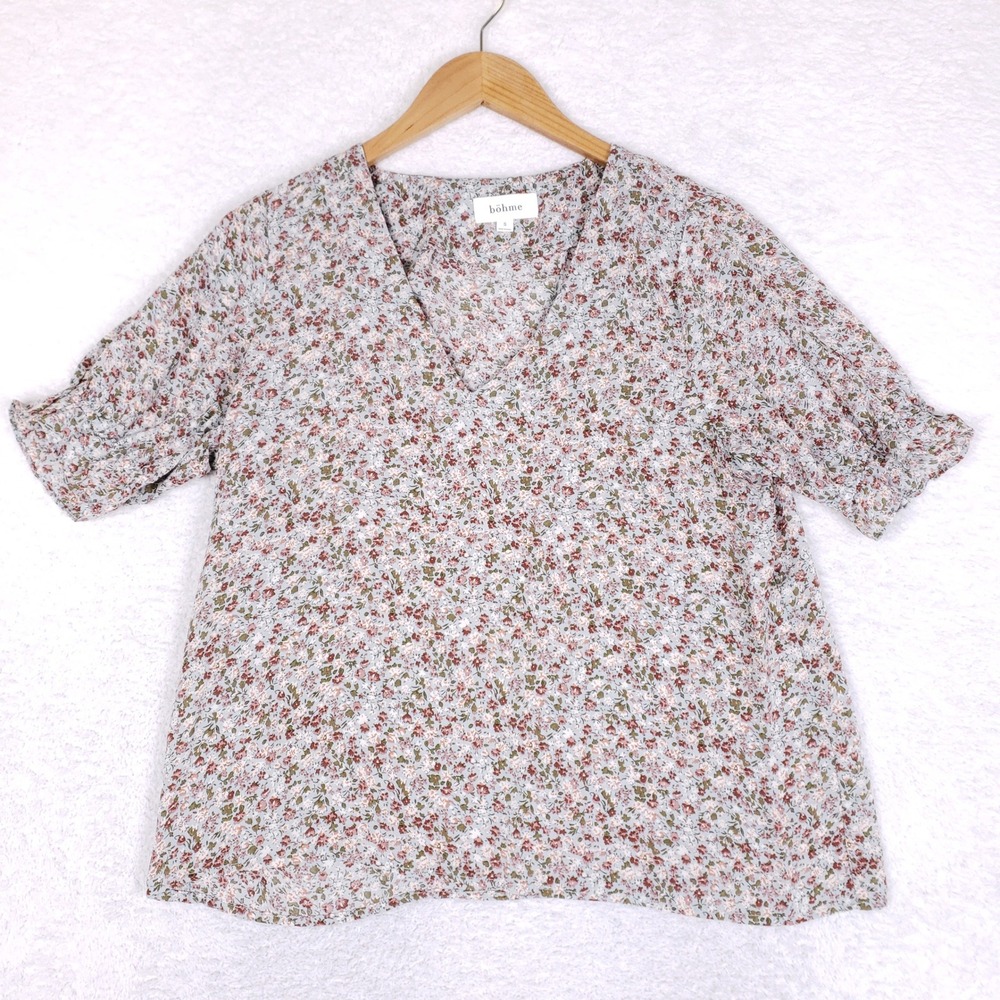 Bohme Floral Blouse Womens Small V Neck Ruffle Sleeve Ditsy Boho Cottagecore Top